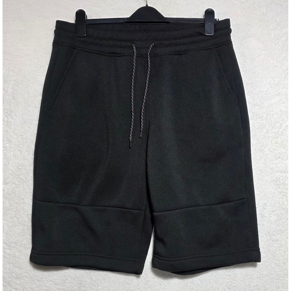 SP Essentials Men's Black Fleece Athletic Shorts Size Large Drawstring Pocket